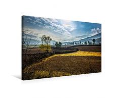 Premium Textil-Leinwand 75 x 50 cm Quer-Format Landschaft mit Morgenstimmung in Bhutan, Asien | Wandbild, HD-Bild auf Keilrahmen, Fertigbild auf hochwertigem Vlies, Leinwanddruck von Tommy Seiter