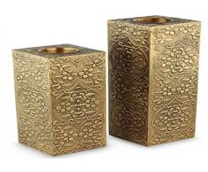 Purpledip Handgefertigt Kerze Steht: Brass-Sheet auf Holz; Set 2 Stück (ch01 a)