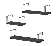 SRIWATANA Rustikale schwimmende Regale aus Holz, Wandregale für Schlafzimmer, Wohnzimmer, Küche, Bad, verwittert, Schwarz