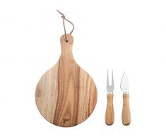 H&H DiGola Set Degustation mit Schneidebrett und 2 Besteck Braun