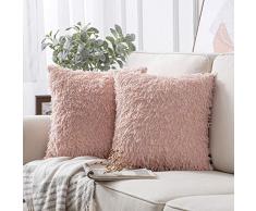 Phantoscope Kissenbezüge, 2 Stück, luxuriös Serie, Kunstdaunen, Samt, dekorative Kissenbezüge für Couch Bett und Stuhl Rose