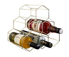 PENGKE Weinregal für 6 Flaschen, freistehend, mit Aufsatz für Weinflaschen, platzsparend, für Rot- und Weißweine, goldfarben