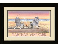 Northwest Art Mall ba-3642 mfgdm Martha s Vineyard Adirondack Stühle Strand gerahmt Art Wand von Künstler Dave bartholet, 33 x 40,6 cm Satin schwarz