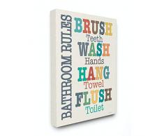 The Stupell Home Decor Collection Colorful Bathroom Rules Typog Leinwand-Wandkunst, Design vom Künstler Jo Moulton, 16 x 20
