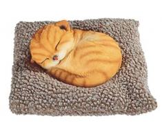 GSC 18118 Katzenfigur YL schlafend auf Kissen, 25,4 cm, Braun