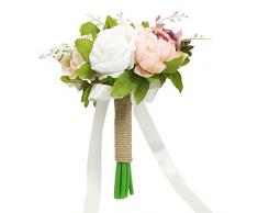 Pauwer Künstliche Pfingstrose Rose, 24,1 cm, handgefertigt, Seide, Brautjungfern D532