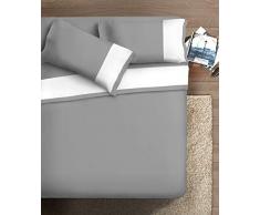 Ipersan weiß Boden grau komplett mit Rand aus Baumwollsatin, Organisch, Doppelbett