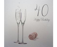 WHITE COTTON CARDS Champagnergläser 40 Happy Birthday, 40. Geburtstag