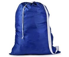 Wäschesack mit Schulterriemen – Kordelzugverschluss, strapazierfähiges Nylon-Material, große Kapazität, robuste Nähte, freihändiges Tragen, perfekt für Wäschemann oder Studentenschlafheim. 30 x 40 blau
