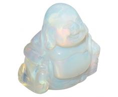 mookaitedecor Happy Buddha Kristall Figur Geschnitzt Statue Pocket Stone Home Dekoration 3,8 cm Opalit