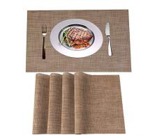 WANGCHAO Platzsets, wärmeisolierend, schmutzabweisend, für Esstisch, langlebig, gekreuztes gewebtes Vinyl, Küchentisch Set of 8 leinen