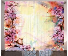 Watercolor Flower Home Decor Vorhänge von ambesonne, Ölgemälde Abstrakt Poppy Mustern Fresh Frühling Kunst Thema, Wohnzimmer Schlafzimmer Fenster Drapes 2 Panel Set, rot gelb, Textil, Multi 4, 108W x 84L