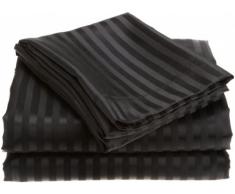 Deluxe Hotel Betten Hotel Bettwäsche, Premier Satin-Bettlaken-Set, Satin, schwarz, Twin