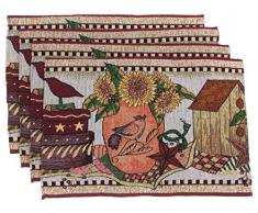 Hickoryville Platzsets, Set mit 4 Platzdeckchen mit Gartenmotiv, 33 x 48 cm Bird Vase