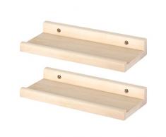 YOYAI Set von 2 naturbelassenen Kiefernholz, Wandregal, Wandregal, Wandmontage, Wand-Organizer, Heimdekoration, Wohnzimmer, Küche, Schlafzimmer 30 cm