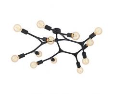 EGLO Deckenlampe Bocadella 1, 12 flammige Deckenleuchte Industrial, Modern, Extravagant, Wohnzimmerlampe aus Stahl in schwarz, Küchenlampe, Flurlampe Decke mit E27 Fassung