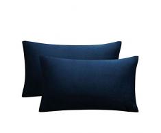 JUSPURBET Dekorative Kissenbezüge aus SAMT, für Couch/Bett, Sofa, weiche Farbe, 45,7 x 45,7 cm, Marineblau 12x20, Set of 2 Marineblau