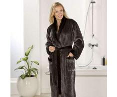 Gözze Damen und Herren Bademantel mit Schalkragen, Seiden-Feeling, Größe M, Anthrazit, 20014-91-2