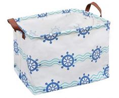 Sanjiaofen Rechteckiger Stoff-Aufbewahrungskorb, faltbar, wasserdichte Beschichtung, Spielzeug Organizer mit Griffen, Geschenkkorb für Zuhause, Büro, Kleidung, Spielzeug, Regalkorb Ruder