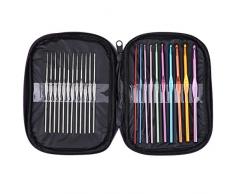 SHATCHI Set mit 22 hochwertigen Häkelnadeln aus Aluminium und Stahl für Häkelnadeln, Garn, Bastelset, Weben, Strickwerkzeug, Hobby, Mehrfarbig, gemischt