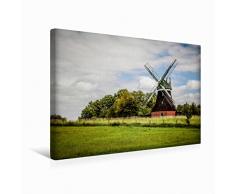 Premium Textil-Leinwand 45 x 30 cm Quer-Format Alte Windmühle nahe Wismar | Wandbild, HD-Bild auf Keilrahmen, Fertigbild auf hochwertigem Vlies, Leinwanddruck von Thomas Deter