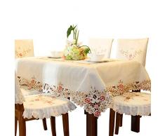 Blumen bestickt Floral creme Tischdecken, Pink flower embroidered, Square 51 x 51