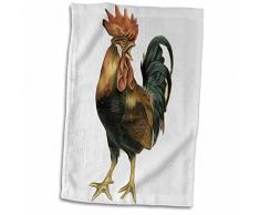 3D Rose Vintage Antik Vogel Illustration Hahn Hahn Huhn Handtuch Sport Handtuch 15x22