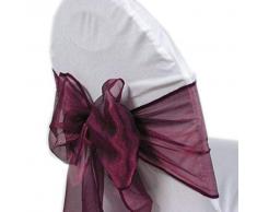 mds Organza-Stuhlschärpen, für Hochzeits- und Veranstaltungszubehör, Party-Dekoration, Stuhlhusse, Schärpe – 30 Farben 10 dunkelviolett