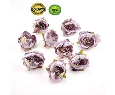 fake flowers heads Kunstblumen mit Pfingstrosenkopf, Seidenblumen, Hochzeit, Heimdekoration, DIY Kranz, Geschenkbox, Blume, 15 Stück, 5 cm grau