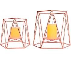 Amazing Home Kerzenhalter für Stumpenkerzen, groß, Metall, 12,4 x 15,2 cm, geometrisch, elegant, Teelichthalter, Tafelaufsätze für Hochzeit, Heimdekoration, Zeremonie und Jubiläum Rose Gold