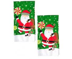 Christmas House 2 Stück Küche Mikrofaser Handtuch Set ~ Happy Santa