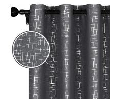 Melodieux Verdunkelungsvorhänge mit silberfarbenem Muster, Thermo-Isolierung, für Wohnzimmer, Schlafzimmer 52x84 Inch Spalier Gitter