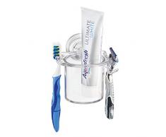 iDesign Power Lock Zahnbürsten- und Rasiererhalter für Dusche, Spiegel - Durchsichtig