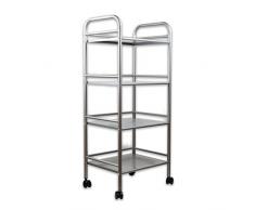 Rod Desyne Rollwagen mit 4 Etagen, Stahl, satiniertes Nickel