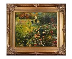 La Pastiche Woman with a Parasol in a Garden (Frau mi Sonnenschirm) with Renaissance Bronze Framed Oil Painting, 34 x 30,
