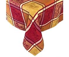 Lintex Tischdecke mit Kürbis-Karomuster, Jacquard, Erntedankfest und Herbsternte, Baumwollgewebe, für Küche und Esszimmer, Servietten, Tischsets und Tischläufer Landhausstil 70 Round Bunt