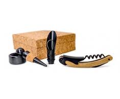 Vin Bouquet Wein-Set, inkl. Korkenzieher, Ausgießer, Stopper und Tropfenring, Kork, Original