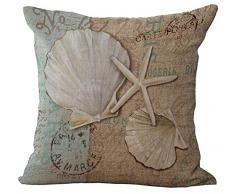 Sea World Kissenbezug, bedruckt Baumwolle Leinen Überwurf Kissen Fall Kissenbezug Form pillowslip Pullunder quadratisch Reißverschluss gemustert Kissenbezüge für Home Sofa Stuhl, Shell and Starfish, Cover WITHOUT Pillow Insert
