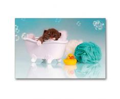 Premium Textil-Leinwand 90 x 60 cm Quer-Format Relax - Kitten in der Badewanne | Wandbild, HD-Bild auf Keilrahmen, Fertigbild auf hochwertigem Vlies, Leinwanddruck von Wabi Sabi Fotografie by Janina Bürger