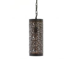 Emporio Arts EMPORIO Marokkanisches Design Hängeleuchte Lampe Rohr Form in Zebra Ätzen, Eisen, Schwarz Innen Gold, E27, 40 Watt