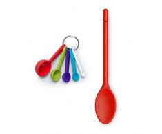 Zeal JSET13R Kochlöffel und Messlöffel, antihaftbeschichtet, Silikon, Rot, 2 Stück