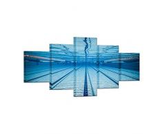 Hello Kunstwerk – Groß 5-teilig Leinwand Art Wand blau Wasser Schwimmbad Modern Schwimmbad Sport Gym gespannt und gerahmt Home Decor Art Wand für Wohnzimmer Decor