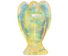 mookaitedecor Kristall Pocket Schutzengel Figur Geschnitzt Edelstein Heilung Statue 7,6 cm Yellow Crystal Glass