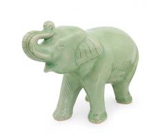 NOVICA Lachender Elefant Seladon Keramik Figur