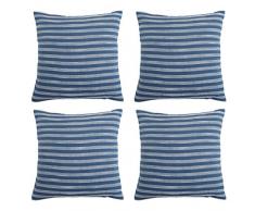 Deconovo Kissenbezüge gestreift, unsichtbarer Reißverschluss, für Sofakissen, 45,7 x 45,7 cm, Weiß und Blau