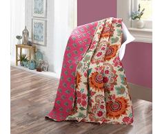Nähte wendbar Blumenmuster Patchwork Gesteppte Tagesdecke orange Jacquard