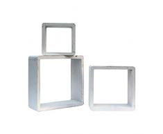 Rebecca Mobili 3er Set Wandregale Bücherregal Design Paulownienholz Weiß Modern Dekoration Büro Haus (Cod. RE6300)