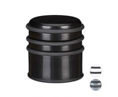 Relaxdays Türstopper für den Boden, schwerer Türpuffer, für Türen & Fenster bei Luftzug, 3 Gummiringe, ∅ 7 cm, schwarz