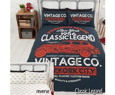 Rapport Wendebettwäsche, 2-seitig, klassisches Vintage-Auto, American New York, Mehrfarbig, Einzelbett