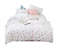 ORoa Fruit Pie 100% Baumwolle Soft Betten Set 3 Stück Kinder Bettwäsche Bettbezug Kopfkissen Best Bettwäsche Christmas Geschenke für Kinder, Baumwolle, Erdbeere, Twin